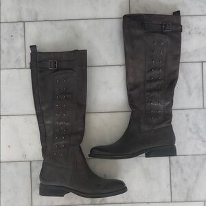 Vince Camuto Dark Brown Fido Leather Studded Knee High Boots